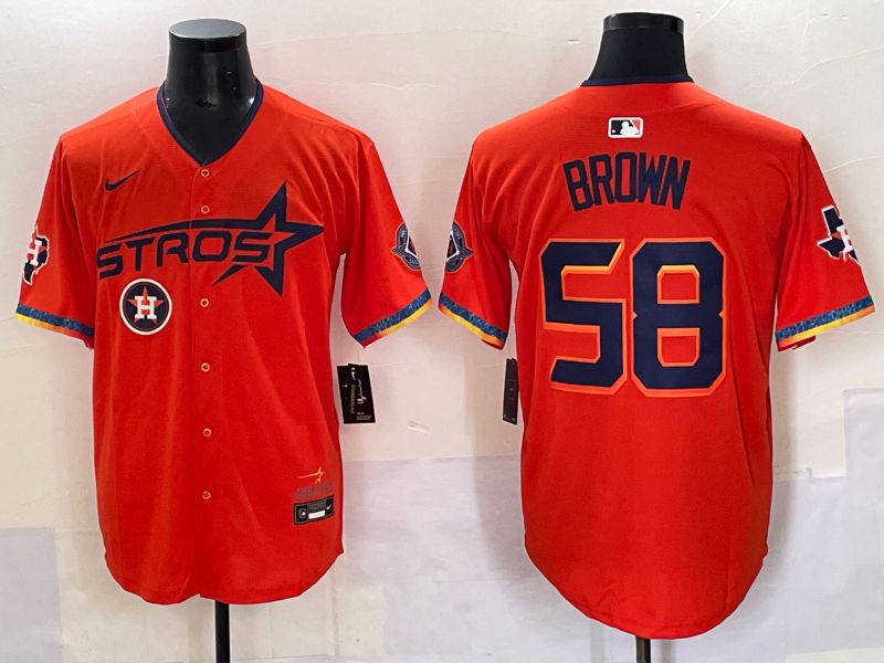 Men Houston Astros #58 Brown Orange Fourth generation Joint Name 2025 Nike MLB Jersey style 6